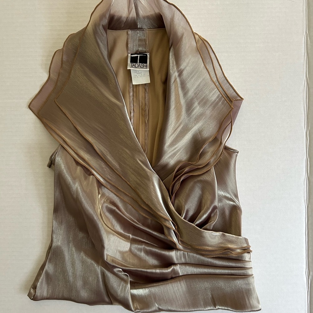 Tadashi Elegant Vintage Gold Sleeveless Blouse Size 12